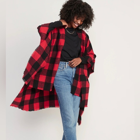MARCUS ADLER Plaid Poncho Cape Shawl One Size Fits Most Soft - Picture 1 of 13